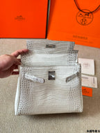 Herme's Birkin in white crocodile Leather