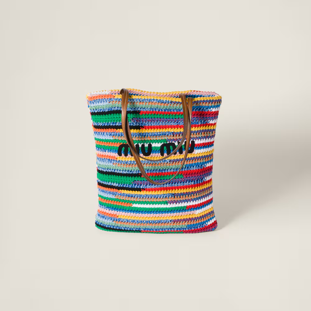 Miu Miu crochet weaving tote bag